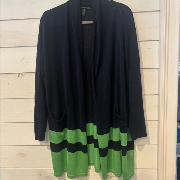 Lauren Ralph Lauren Linen Blend Border Stripe Cardigan
Navy/Green Size Medium - Picture 9 of 16